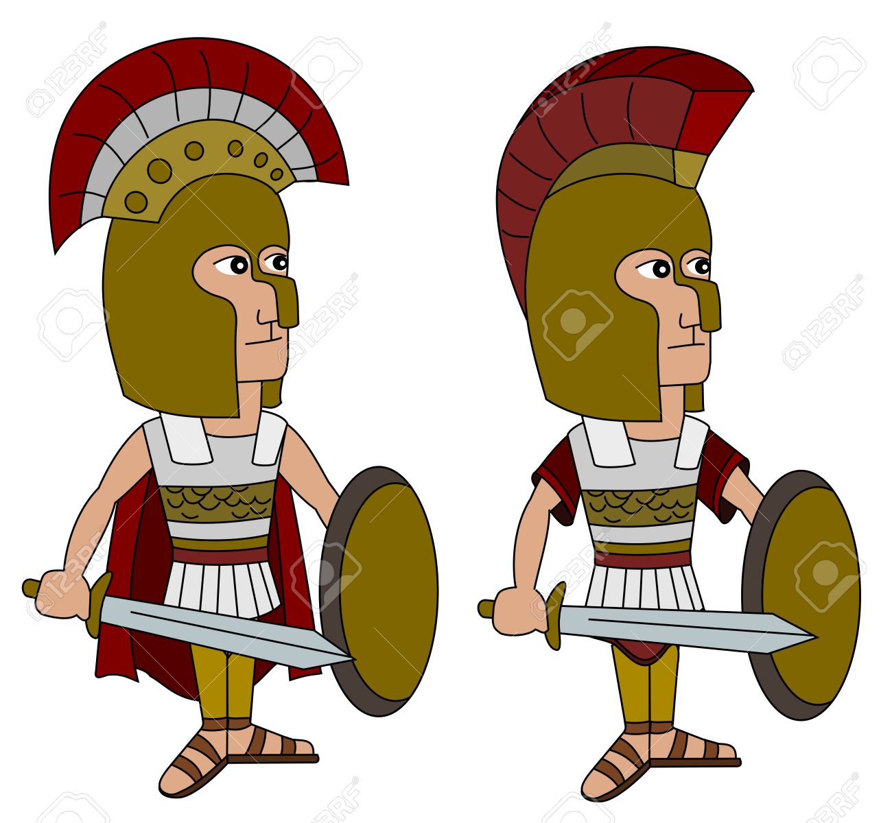 antiguo ejrcito espartano griego dibujos animados ilustracin de hoplitas en un fondo blanco aislado foto