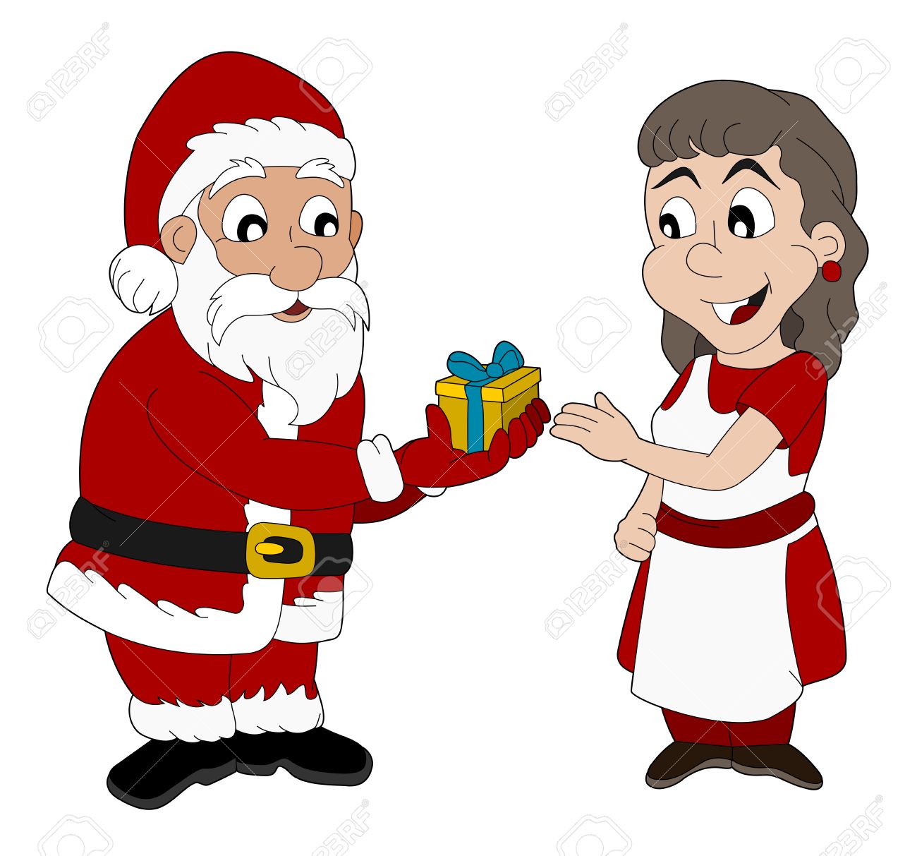 Christmas Illustration Of Santa Claus Giving A Present To Mrs Claus Stock Vector 23842795 Christmas Illustration Of Santa Claus Giving A Present To Mrs Claus Stock Vector 23842795