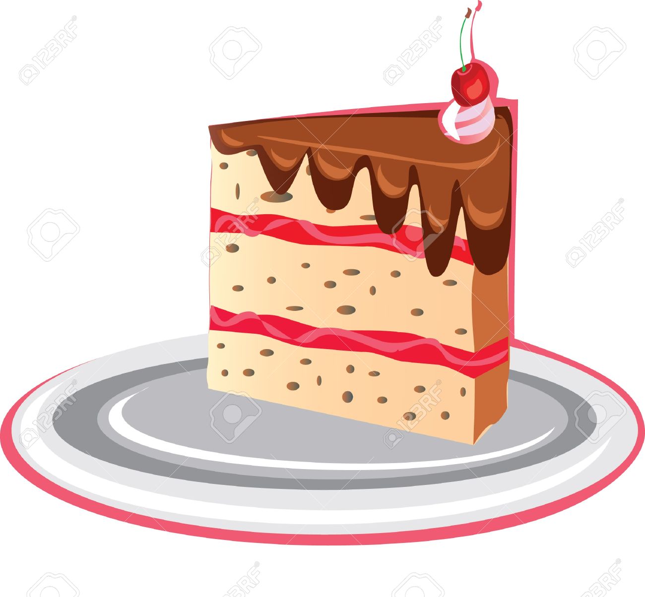 Morceau De Gateau Au Chocolat Isole Clip Art Libres De Droits Vecteurs Et Illustration Image