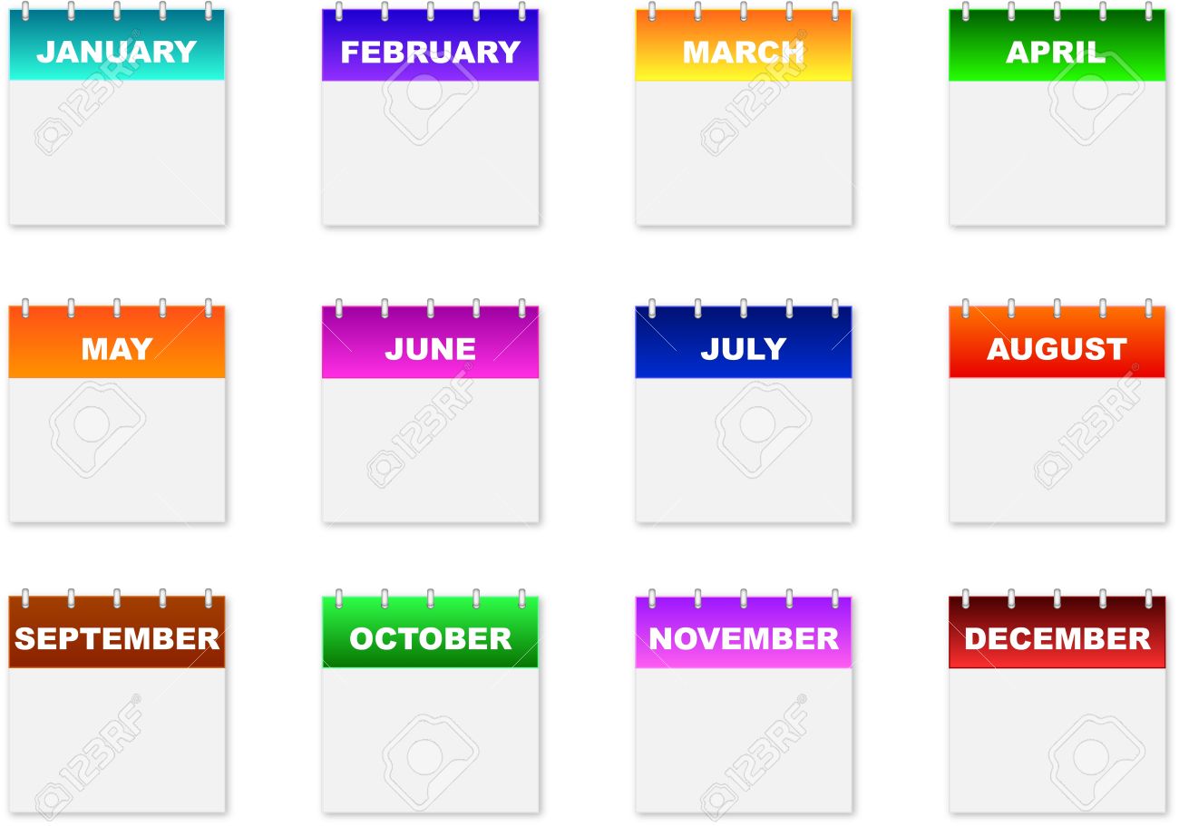 monthly calendar icons on a white background royalty free cliparts