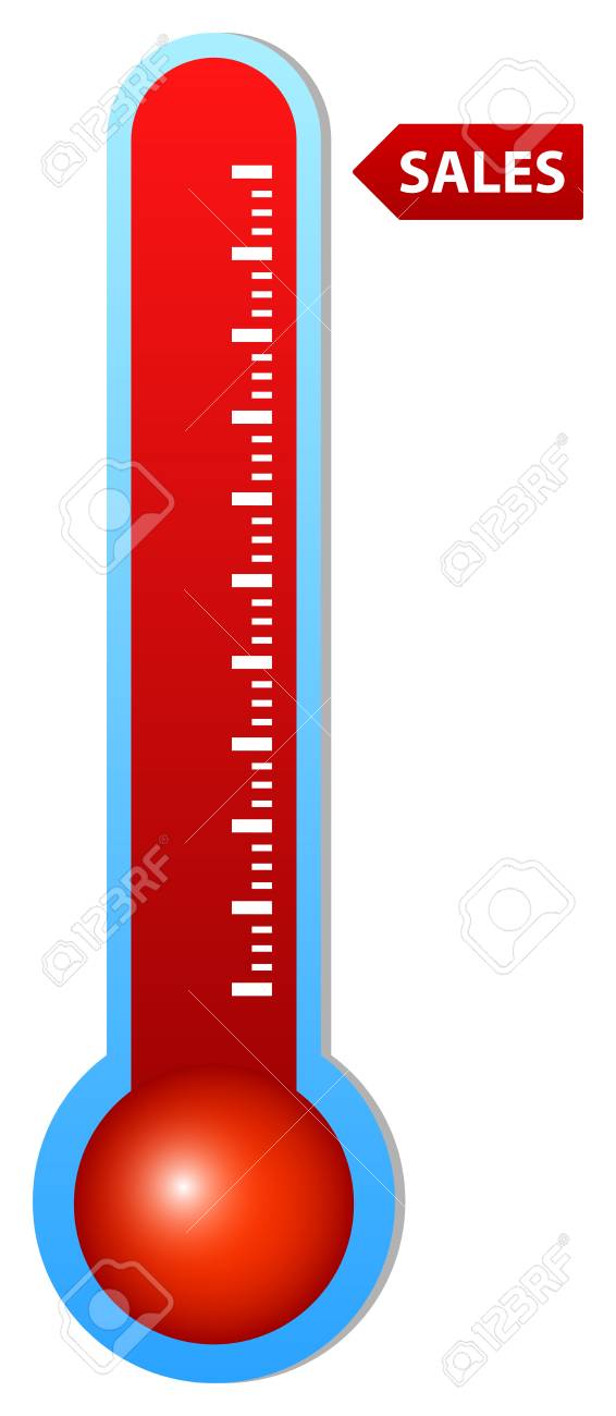 illustration of thermometers indicating very high sales sales thermometer