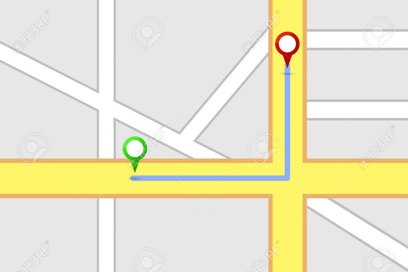 道路地図目的地ルート のイラスト素材 ベクタ Image
