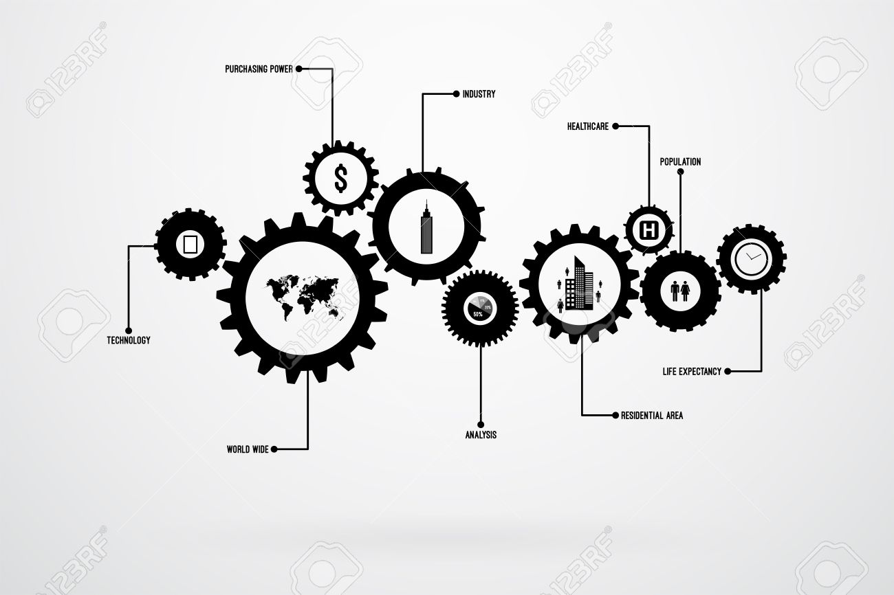 infographic design template vector with gears and cogs royalty free