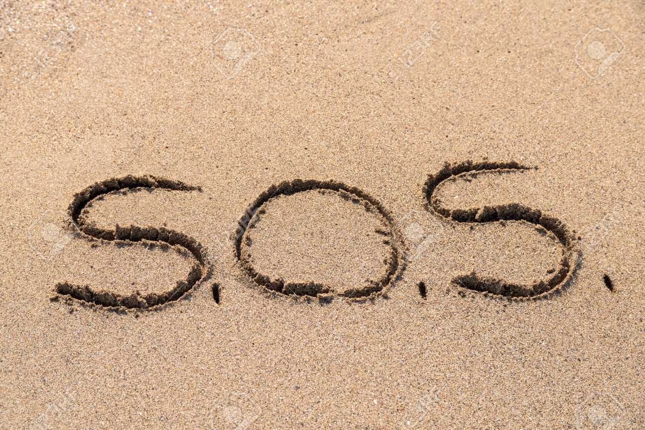 SOS Help Cry For Help Written On Beach Sand Stock Photo, Picture And Royalty Free Image. Image 41847891.
