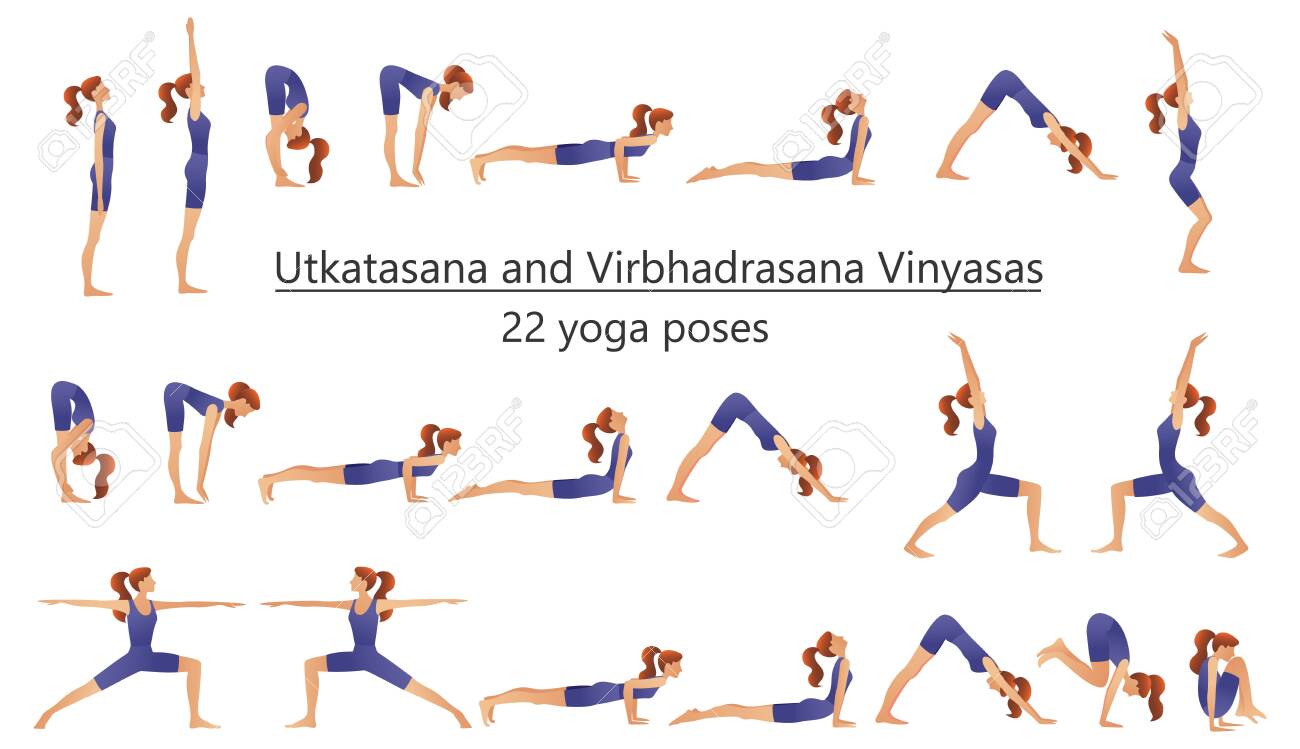 Set of vector silhouettes of woman doing yoga exercises. Icons.. Set of vector silhouettes of woman doing yoga exercises. Icons..