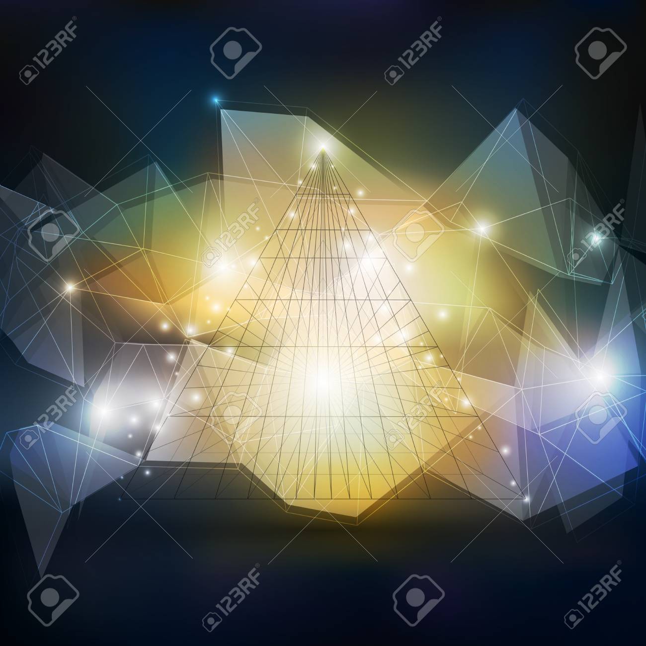 abstract 3d pyramid geometric colorful triangle design template