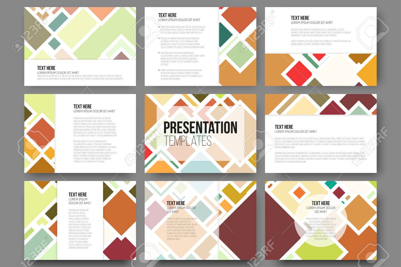 Conjunto De 9 Plantillas Para Diapositivas De La Presentacion Fondos De Color Abstractas Vectores De Diseno Cuadrados Ilustraciones Vectoriales Clip Art Vectorizado Libre De Derechos Image 43889733
