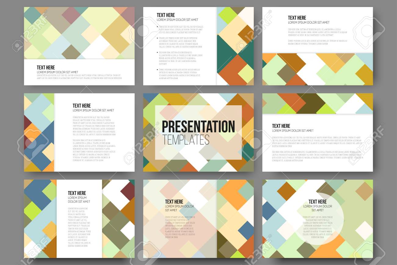 Conjunto De 9 Plantillas Para Diapositivas De La Presentacion Fondos De Color Abstractas Vectores De Diseno Cuadrados Ilustraciones Vectoriales Clip Art Vectorizado Libre De Derechos Image 44491865