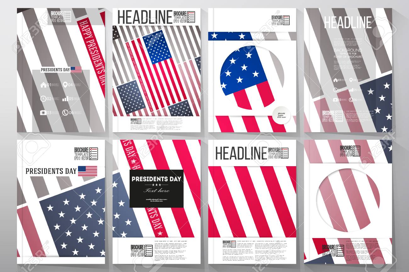set of business templates for brochure flyer or booklet presidents day background with american