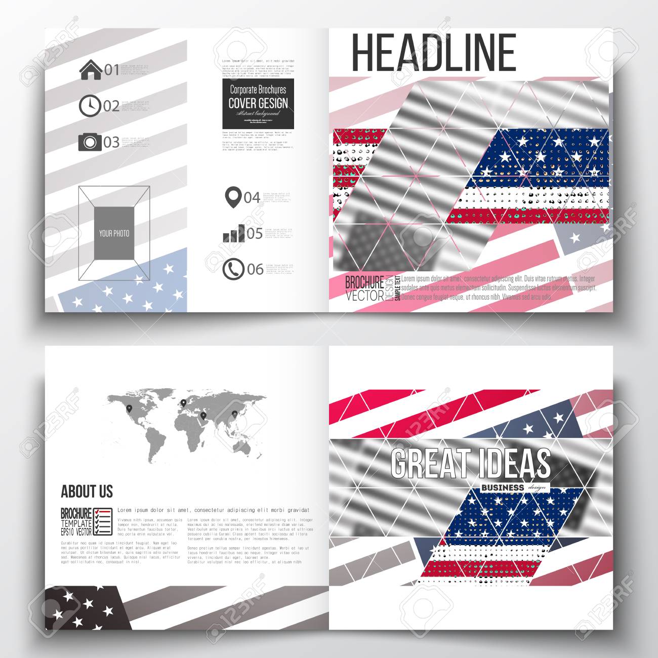 set of annual report business templates for brochure magazine