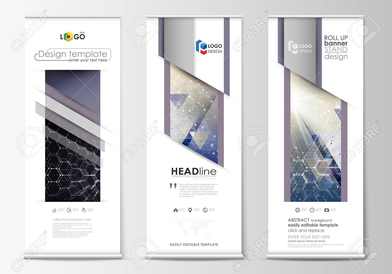 roll up banner stands abstract geometric style templates corporate