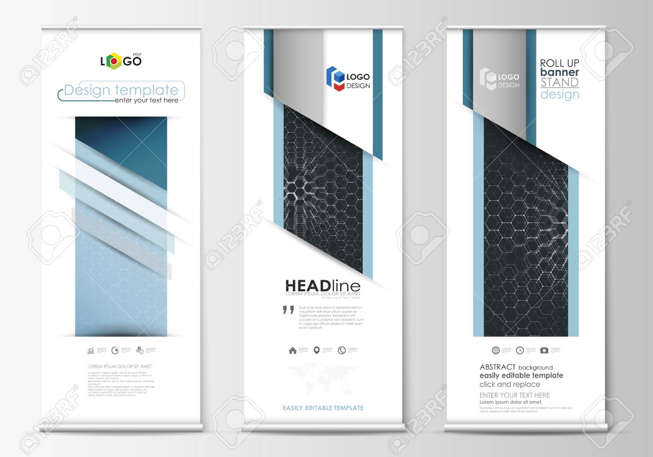 roll up banner stands abstract geometric style templates corporate
