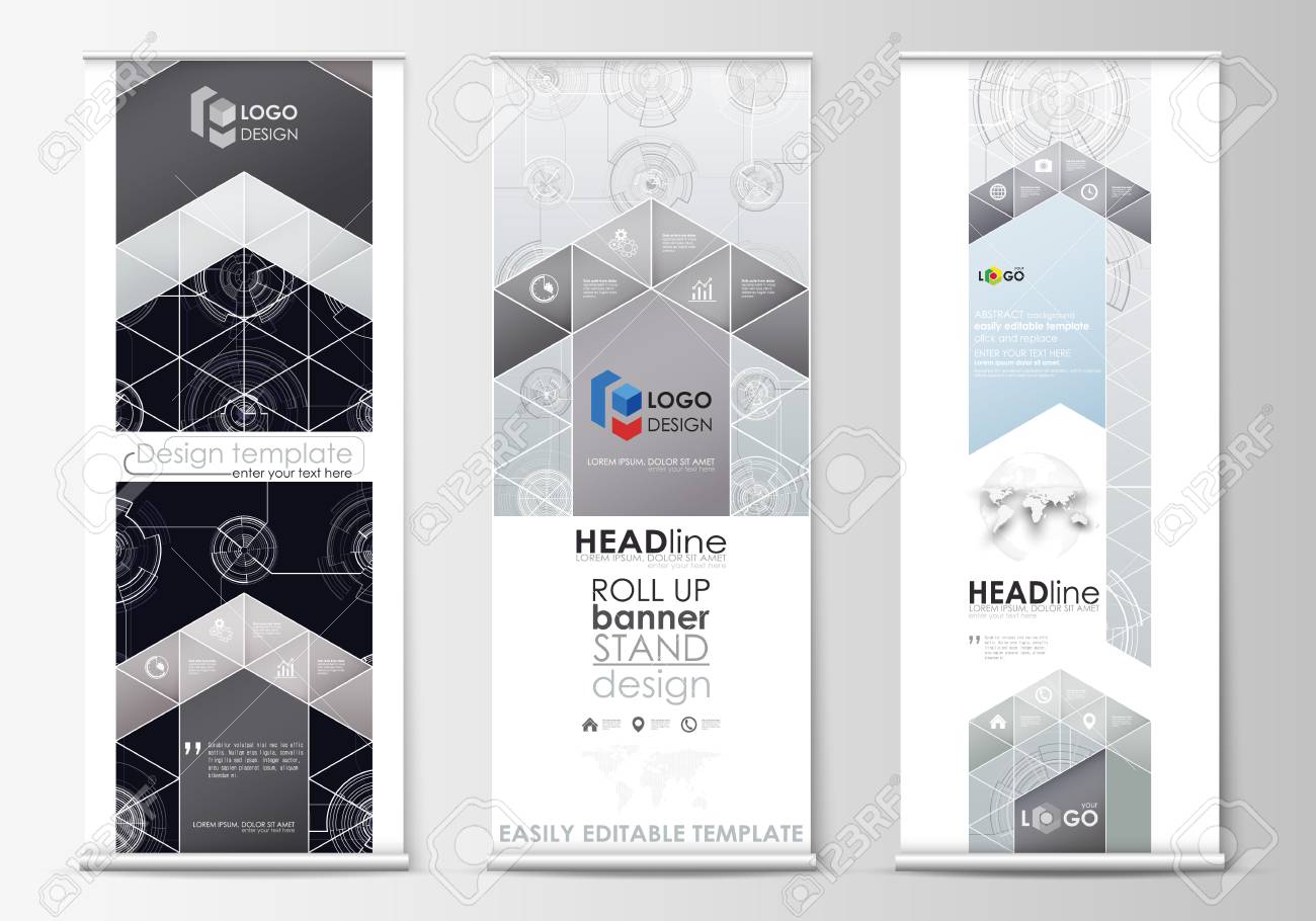 roll up banner stands flat templates geometric style corporate