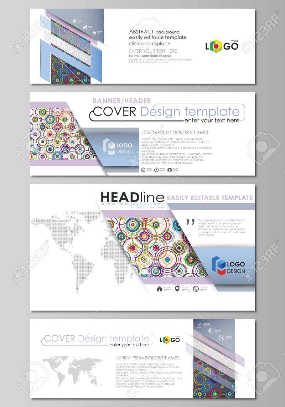 ソーシャル メディアとメール ヘッダー モダンなバナーです ビジネス テンプレート 抽象的なデザイン テンプレート 人気のサイズ内のベクトルのレイアウトです カラフルなサークルから作られたシンプルなスタイルで明るい色の背景 のイラスト素材 ベクタ