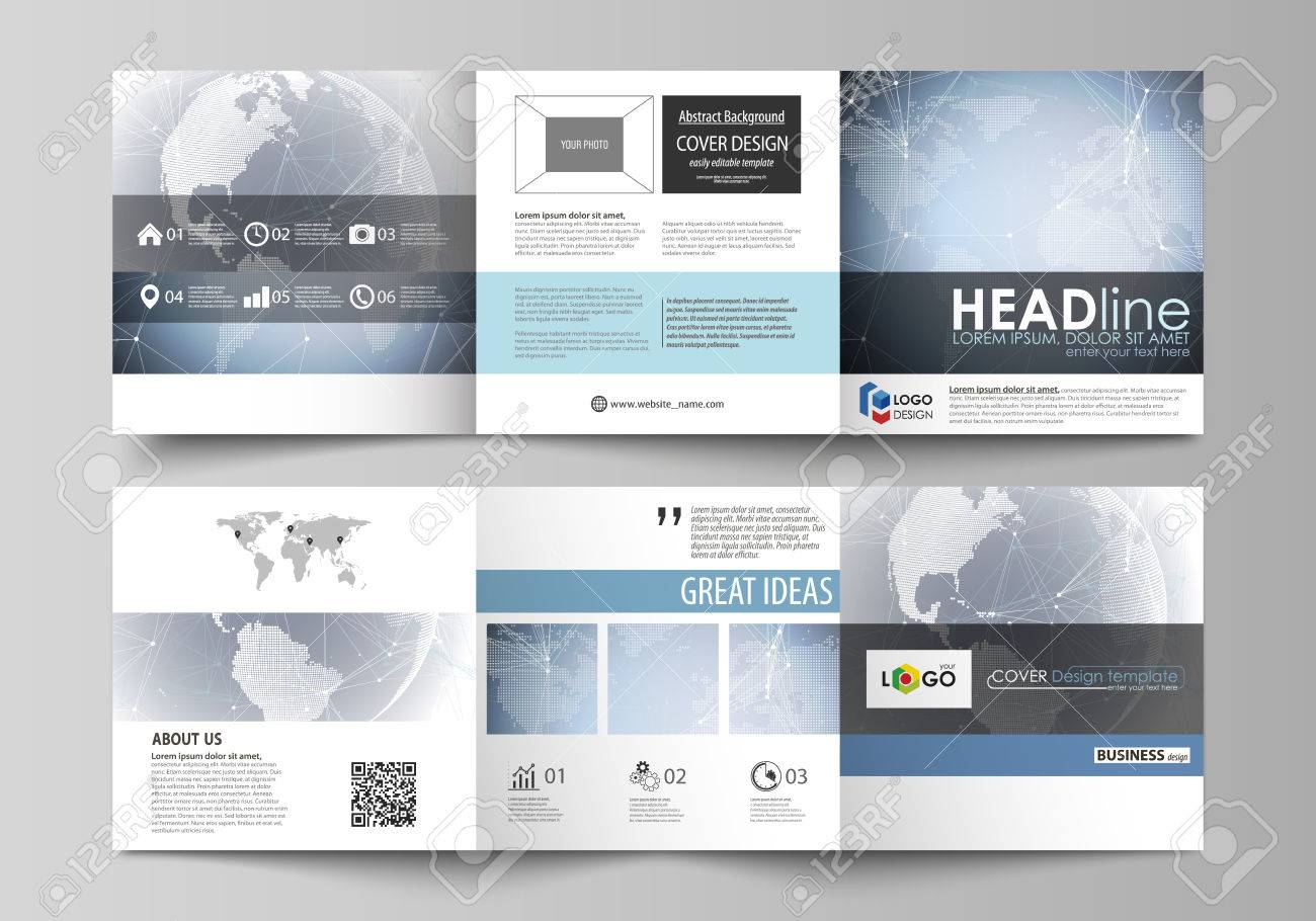 two creative covers design templates for square brochure abstract