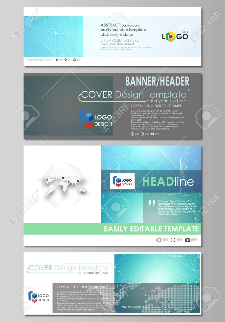 social media and email headers set modern banners abstract