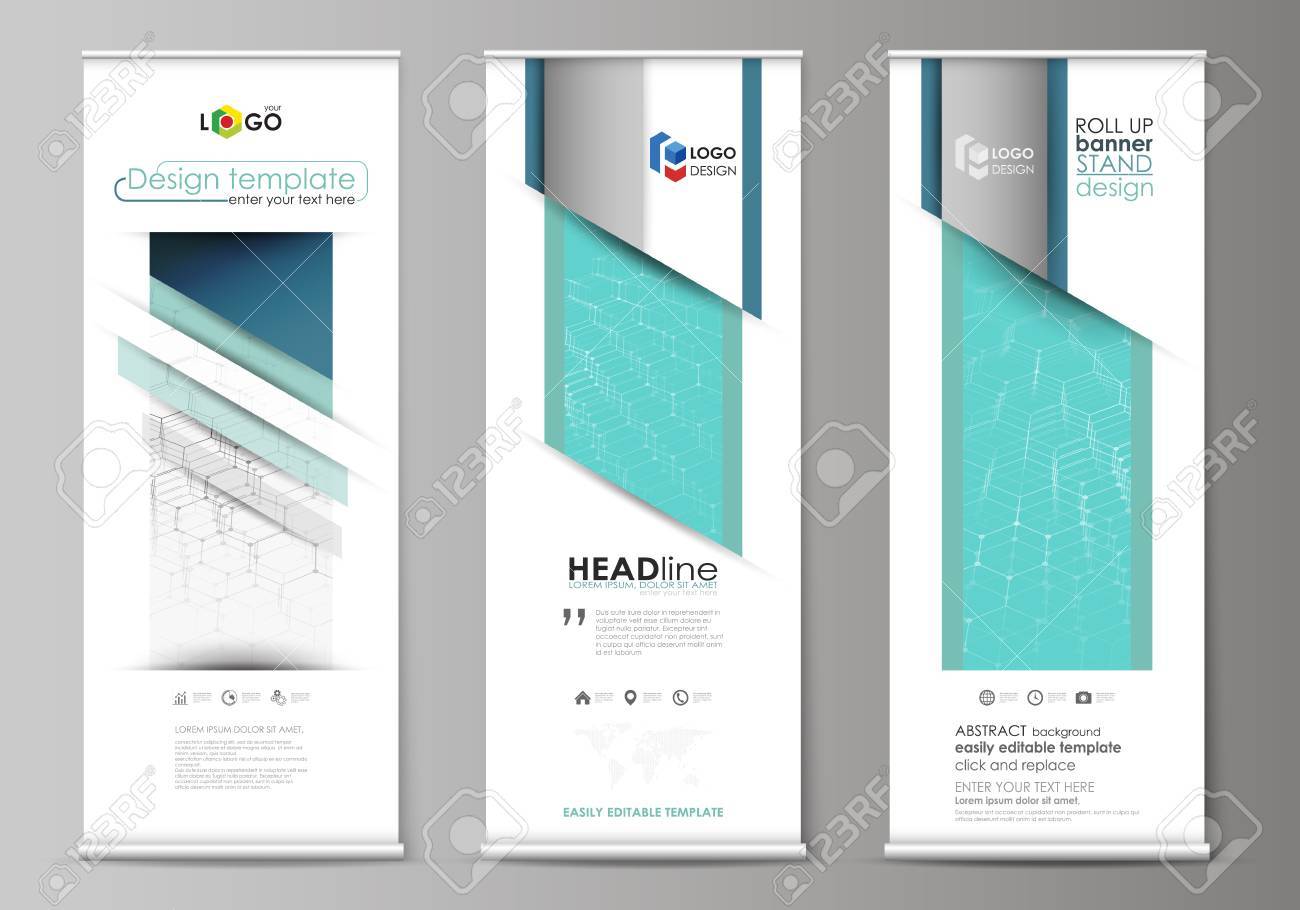 roll up banner stands abstract geometric design corporate vertical