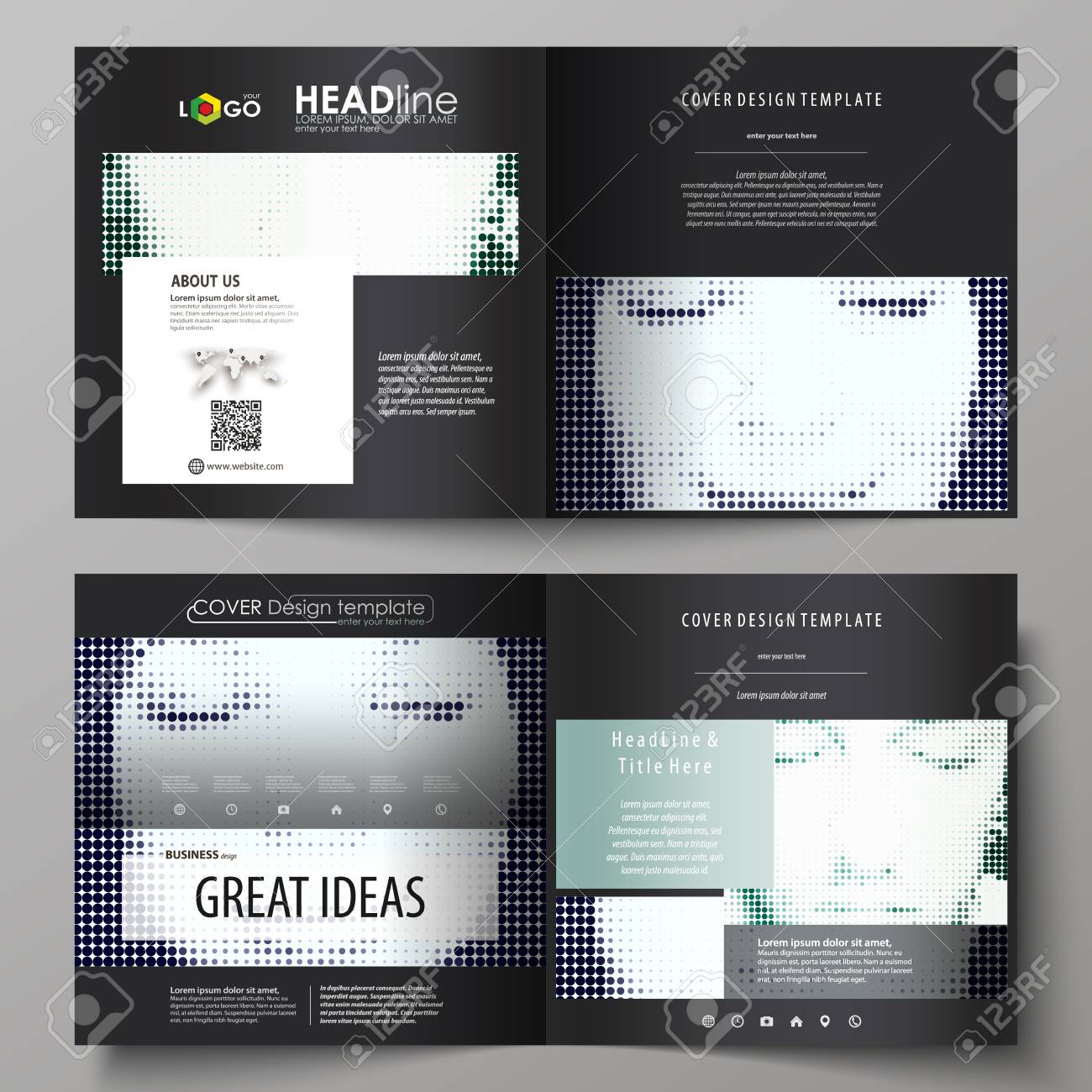 business templates for square design bi fold brochure magazine