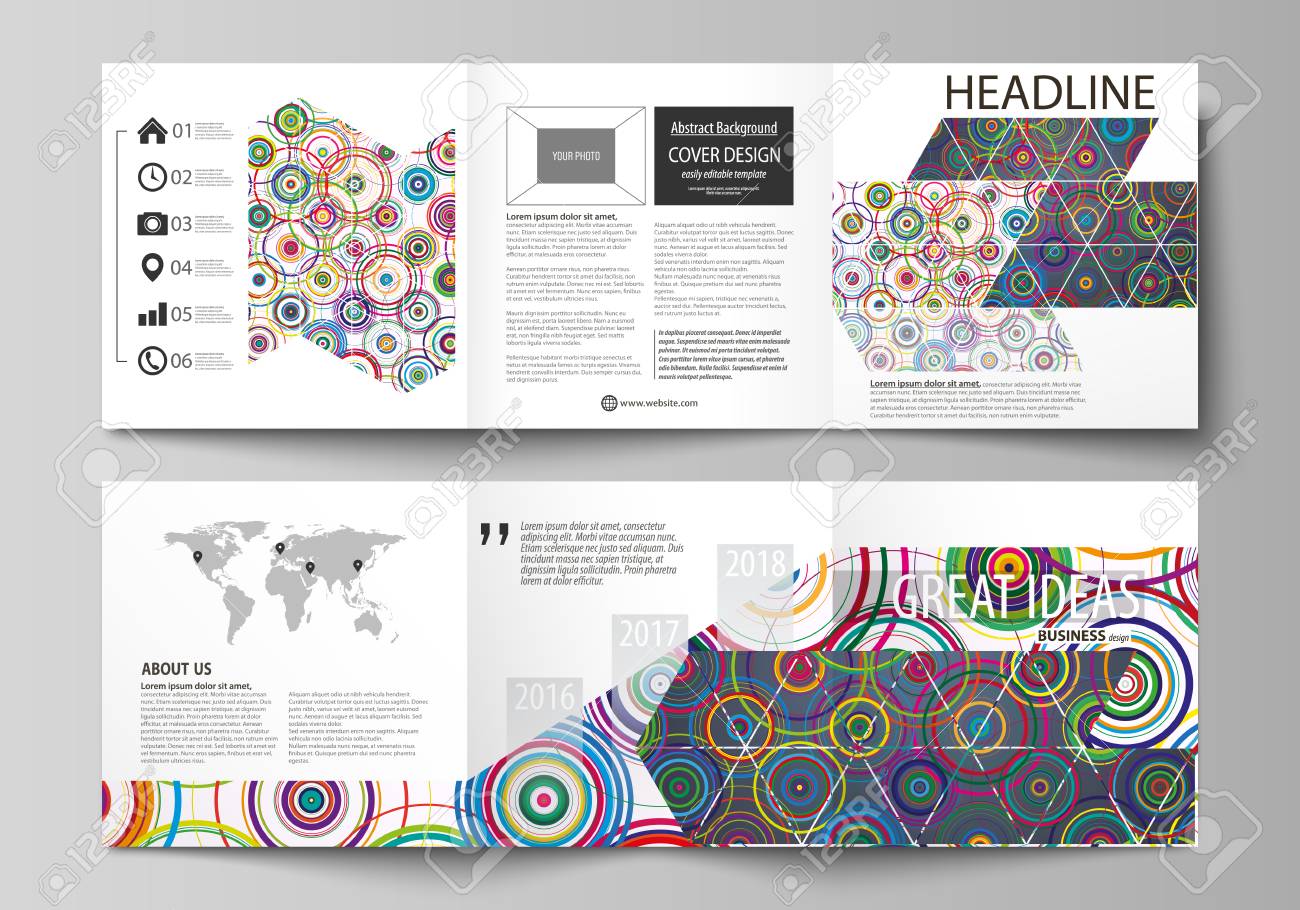 set of business templates for tri fold square design brochures