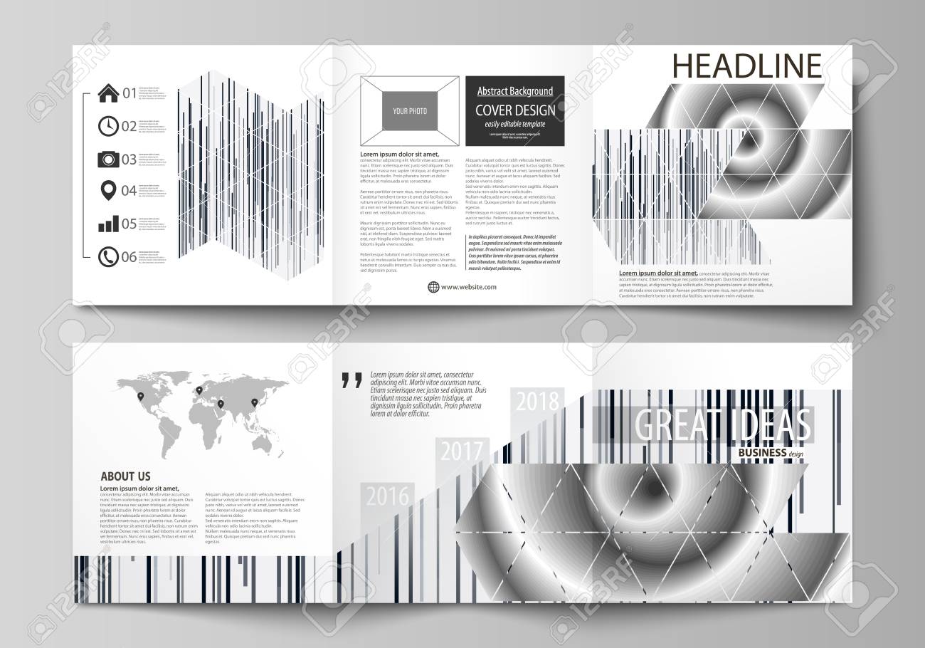 set of business templates for tri fold square design brochures