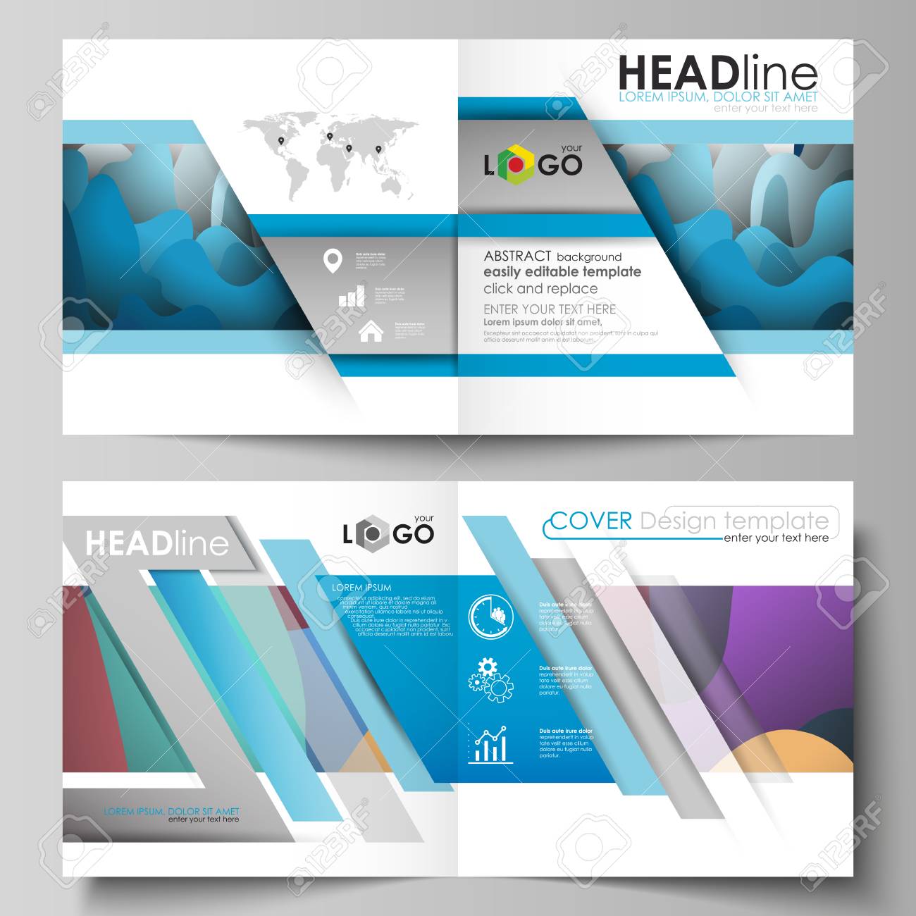 business templates for square design bi fold brochure magazine