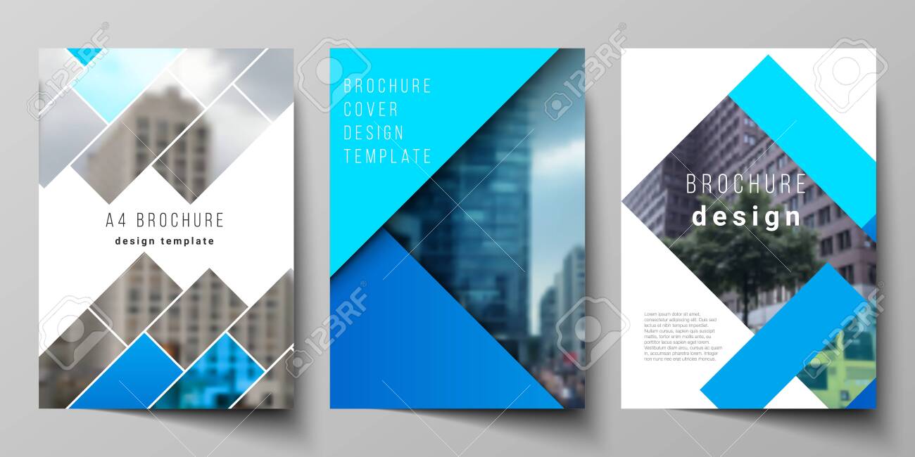 Download The Vector Layout Of A4 Format Modern Cover Mockups Design Templates For Brochure Magazine Flyer Booklet Annual Report Abstract Geometric Pattern Creative Modern Blue Background With Rectangles Royalty Free Cliparts Vectors And