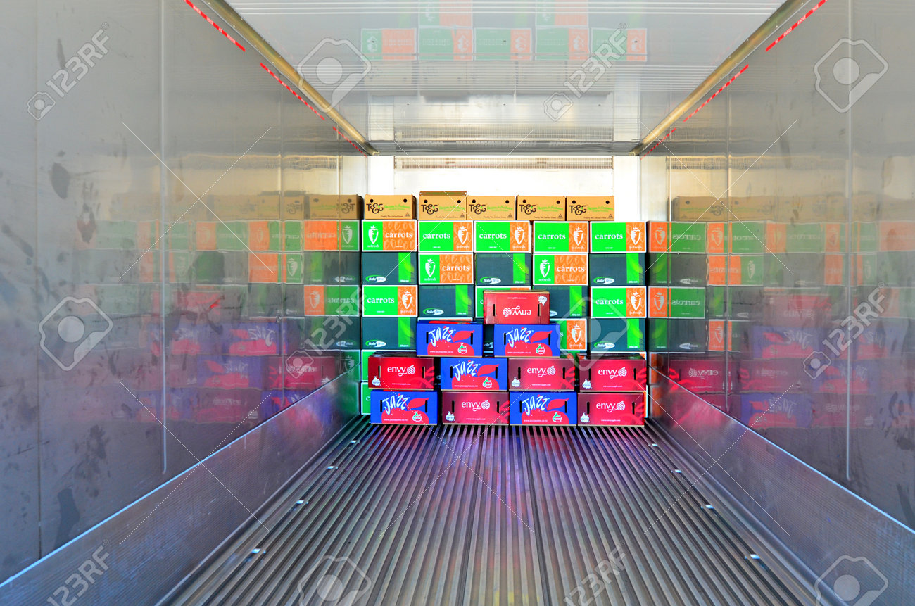 AUCKLAND - JAN 30 2016:Boxes in a refrigerated container.It allowing world consumers to enjoy fresh produce at any time of year and consume unavailable fresh produce from other parts of the world. - 51989666 AUCKLAND - JAN 30 2016:Boxes in a refrigerated container.It allowing world consumers to enjoy fresh produce at any time of year and consume unavailable fresh produce from other parts of the world. - 51989666