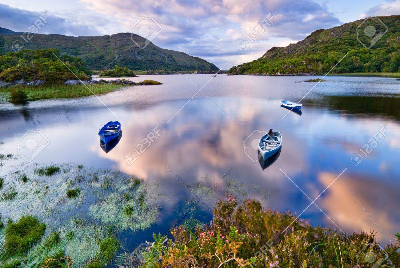 Boats On Water In Killarney National Park Republic Of Ireland