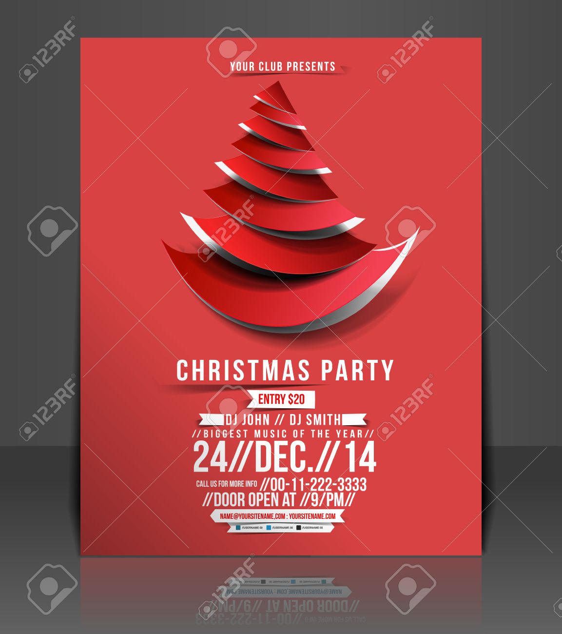 Christmas Party Flyer & Poster Template Royalty Free Cliparts Inside Free Christmas Party Flyer Templates