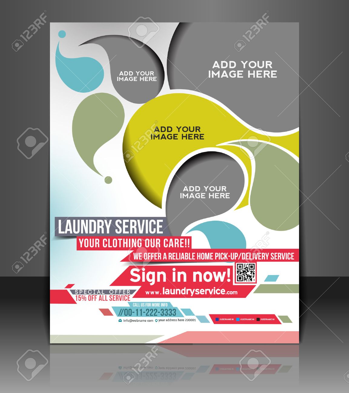 Wäsche-Service Flyer & Poster Template Design Lizenzfrei Nutzbare Regarding Ironing Service Flyer Template