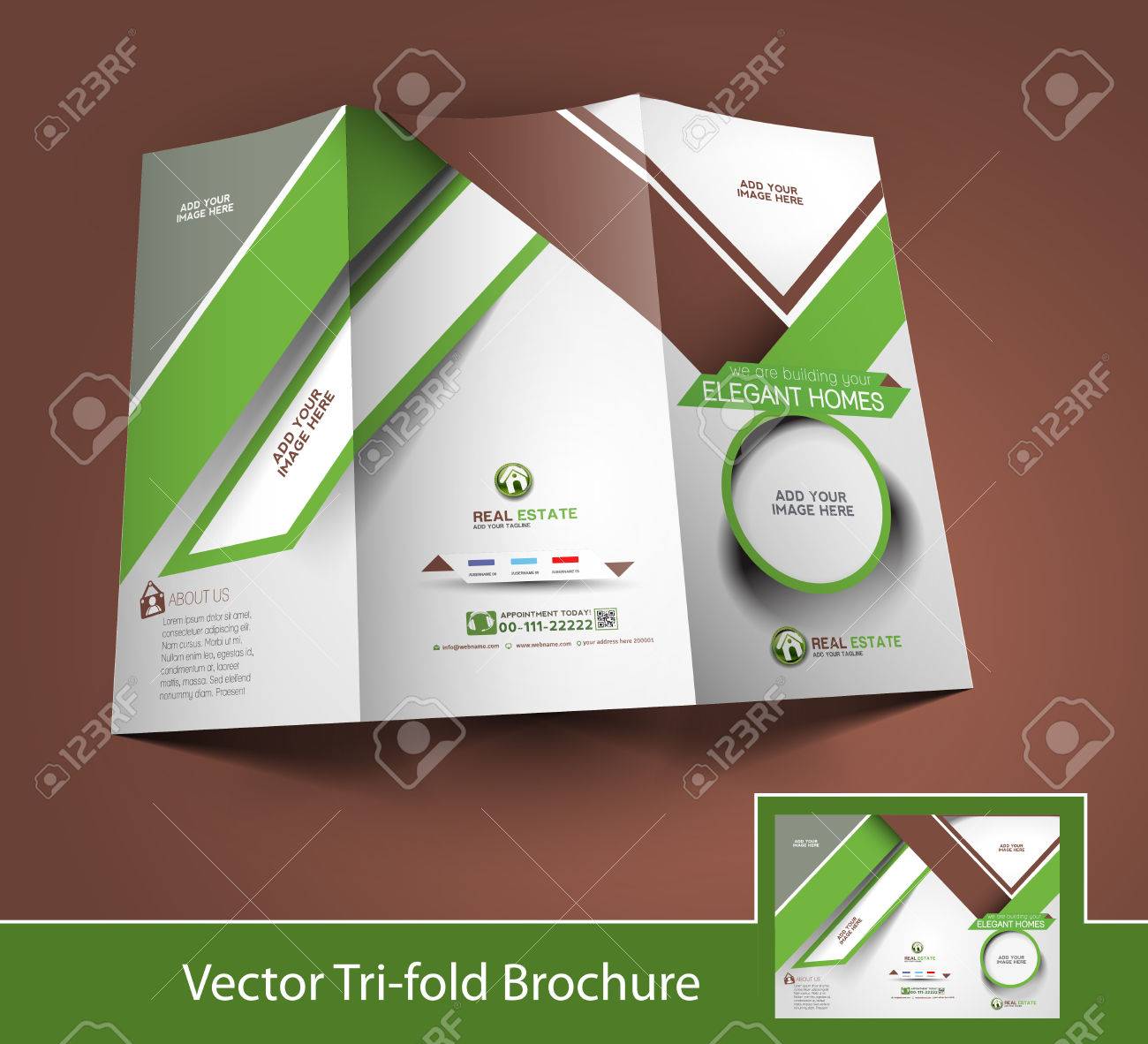 real estate tri fold mock up brochure design royalty free cliparts