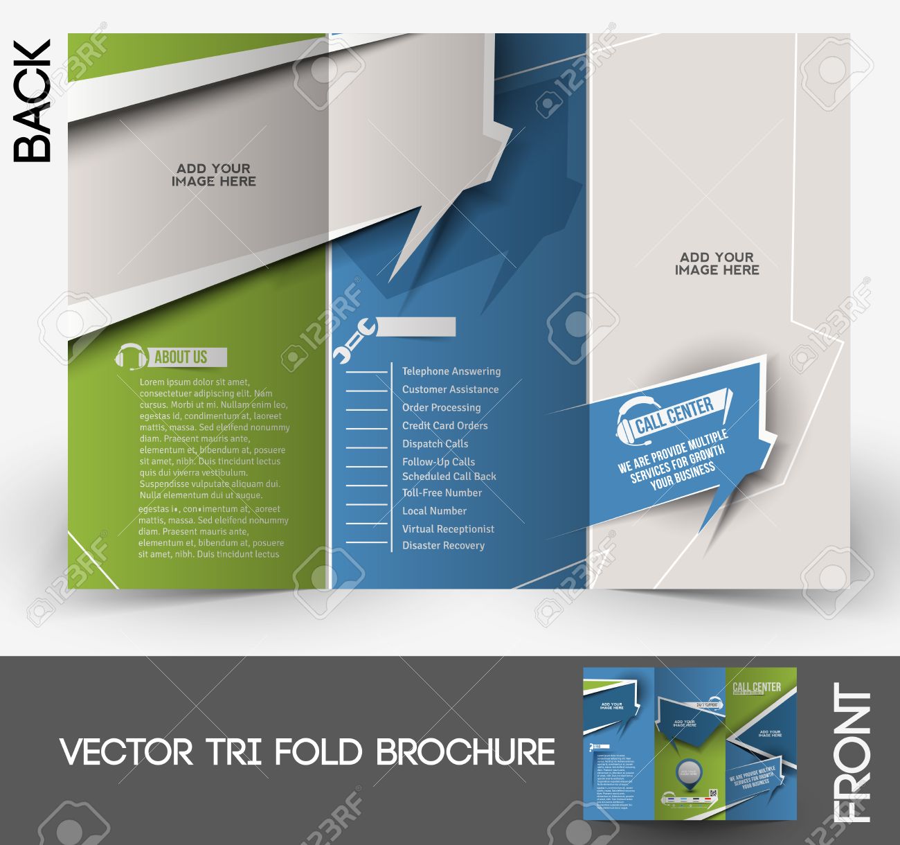 call center tri fold brochure design template royalty free cliparts tri fold design template