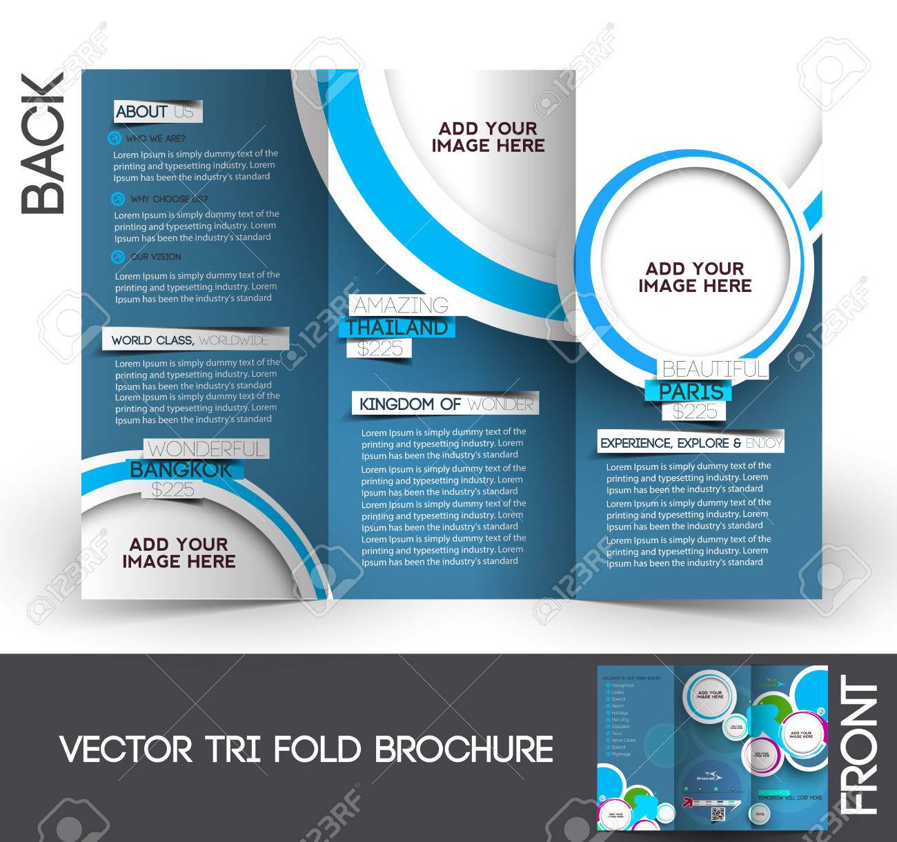 travel tri fold mock up brochure design royalty free cliparts
