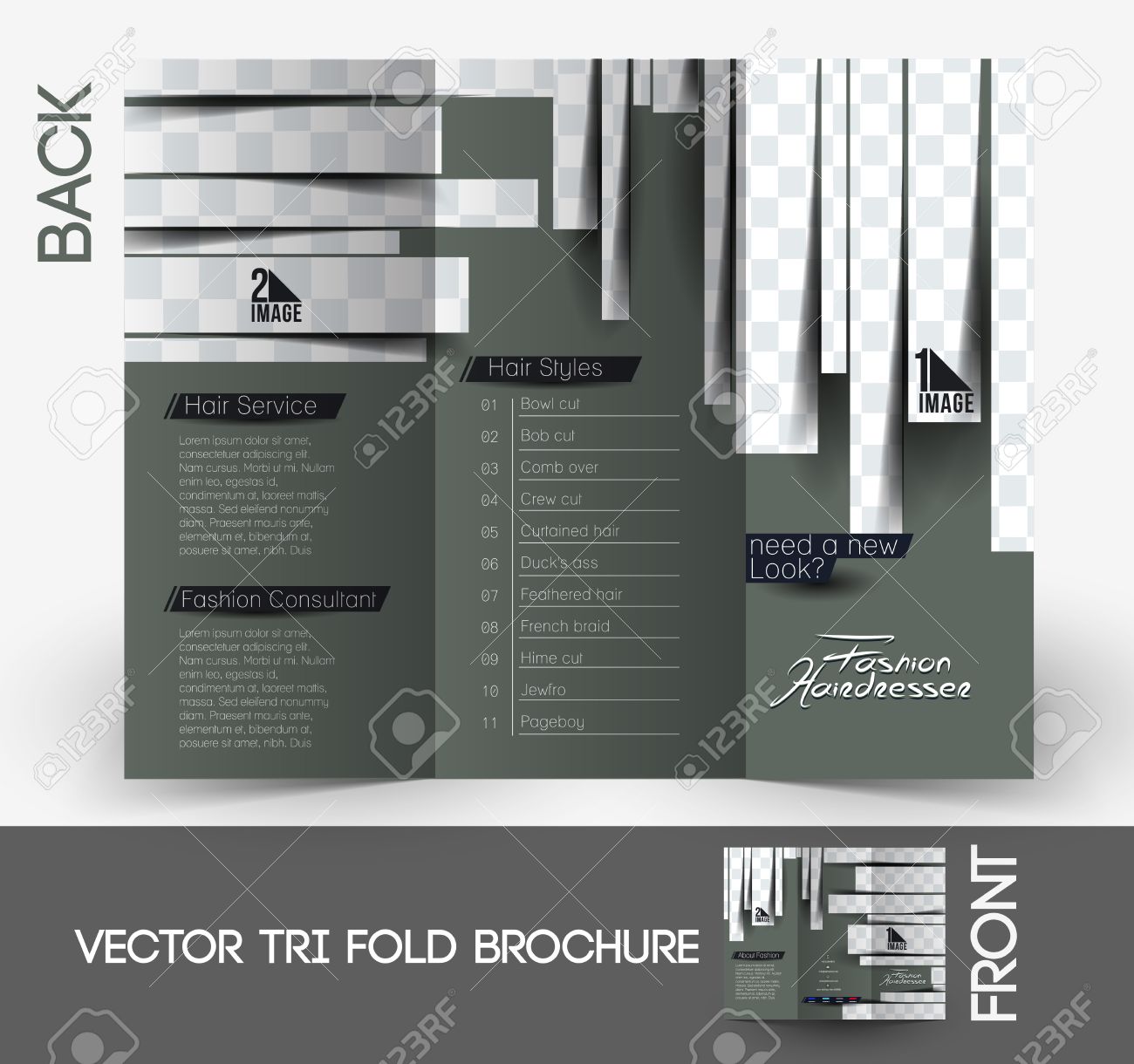 hairdresser salon tri fold mock up brochure design royalty free salon brochure