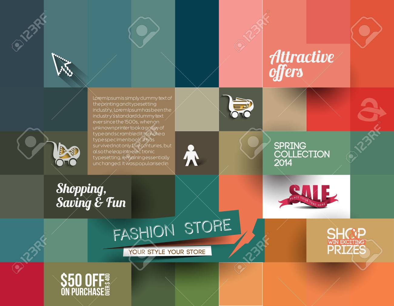 abstract fashion sale poster template for advertising use royalty