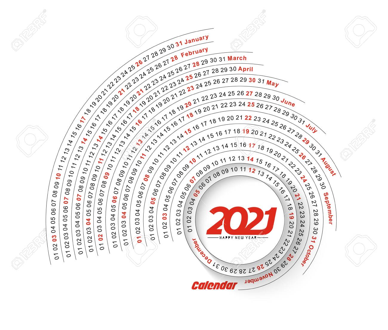 Happy New Year 2021 Calendar New Year Holiday Design Elements Royalty Free Cliparts Vectors And Stock Illustration Image 151813396