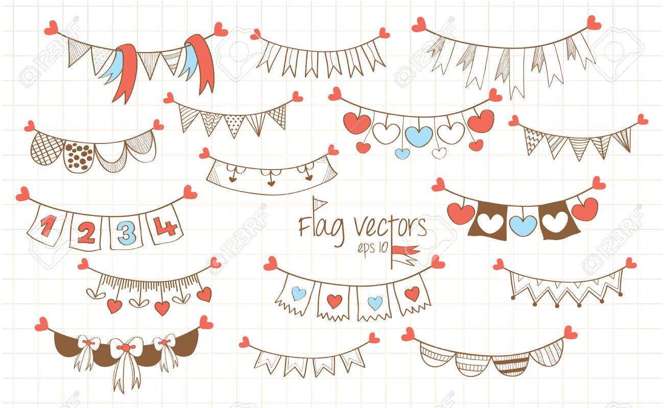 かわいい漫画の旗バナーの装飾 のイラスト素材 ベクタ Image かわいい漫画の旗バナーの装飾 のイラスト素材 ベクタ Image