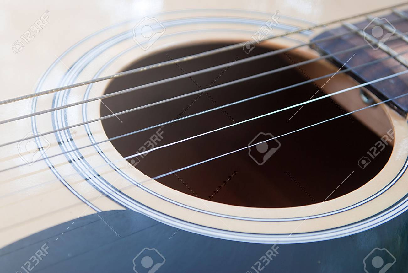 Acoustic guitar with sound hole above strings best sale