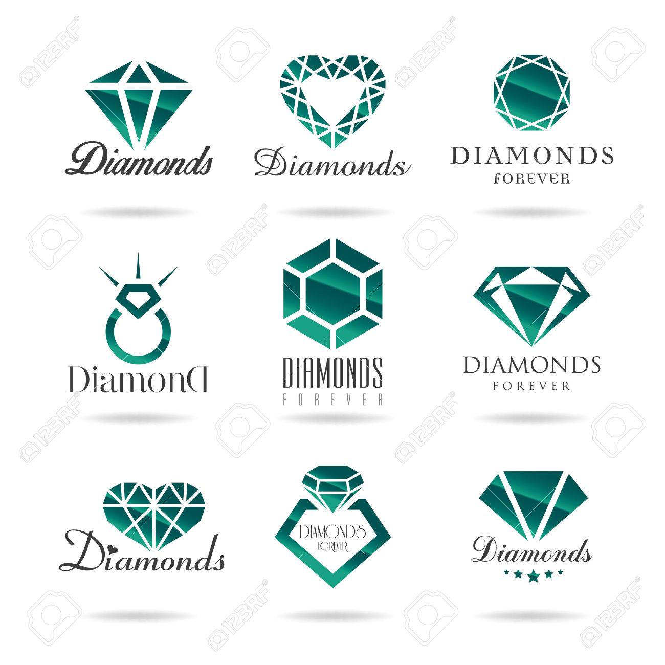 diamond vector icons set