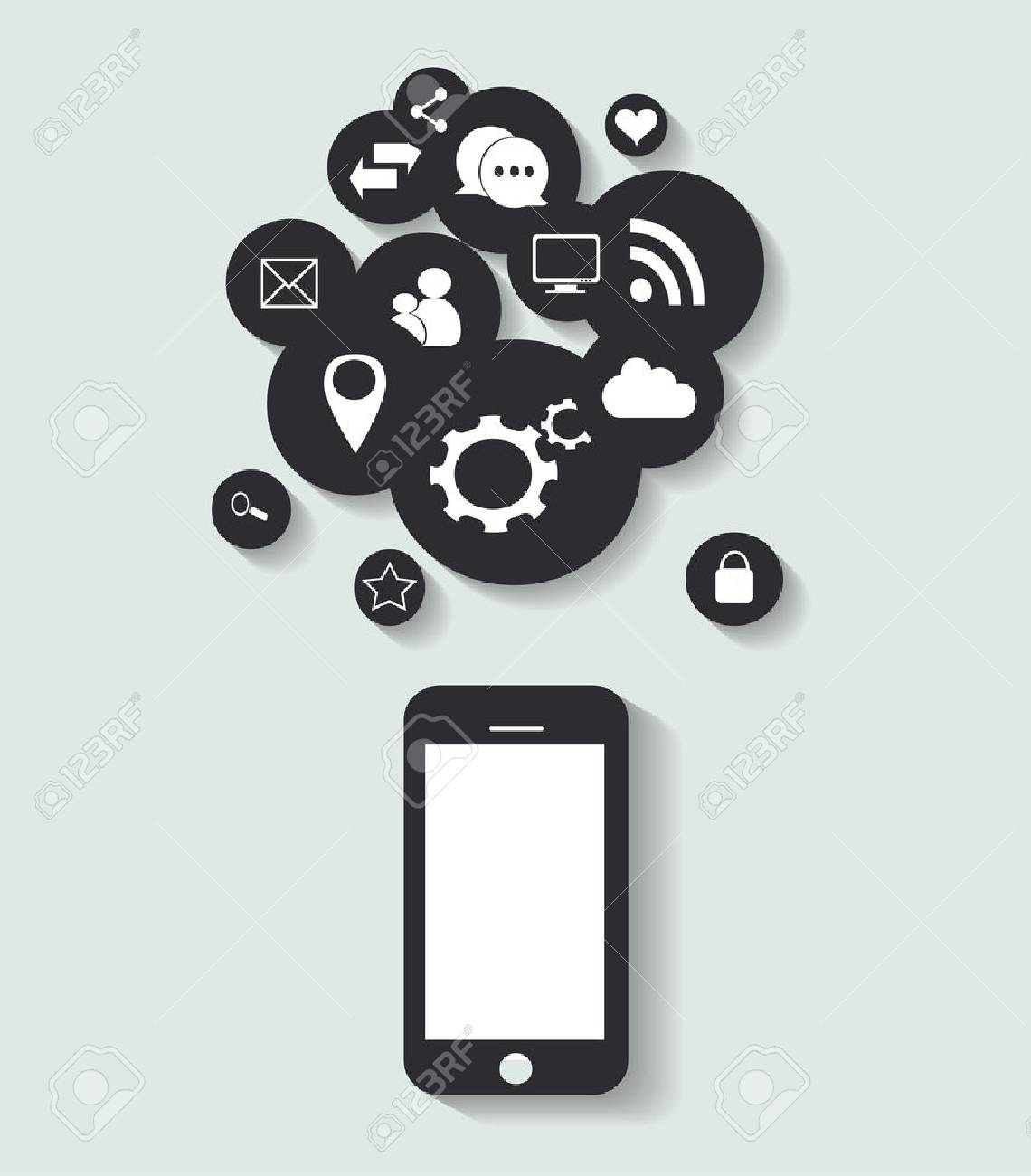 flat mobile phone vector with social media icons black vector social media icons eps
