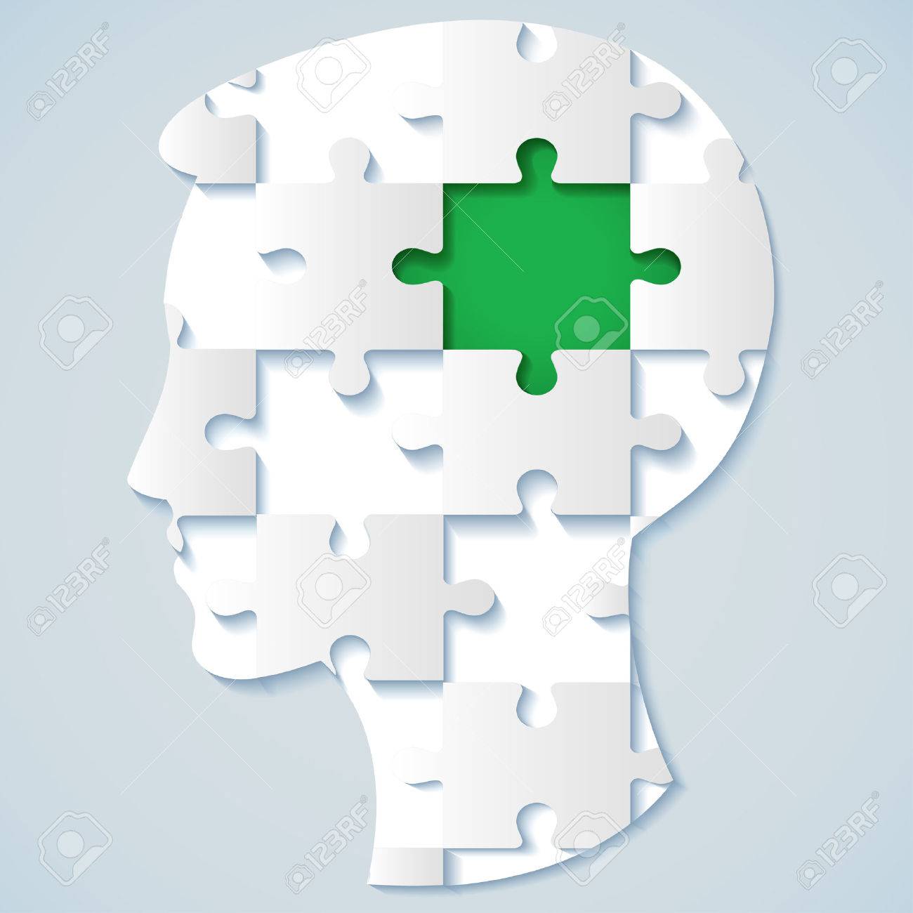 ビジネス コンセプト半ば緑のパズルの形で人間の顔 のイラスト素材 ベクタ Image