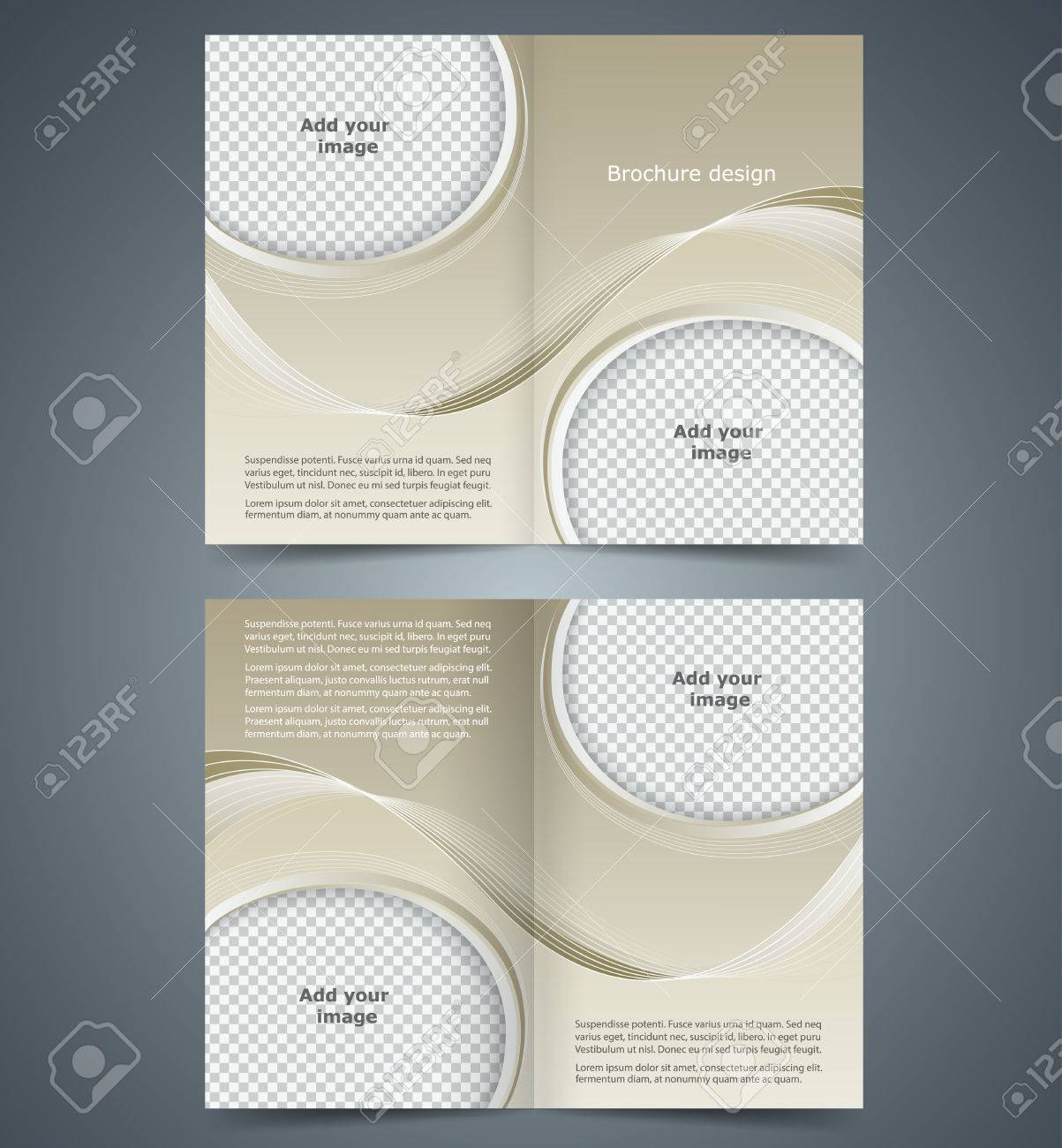 brown booklet template design with waves layout business brochure