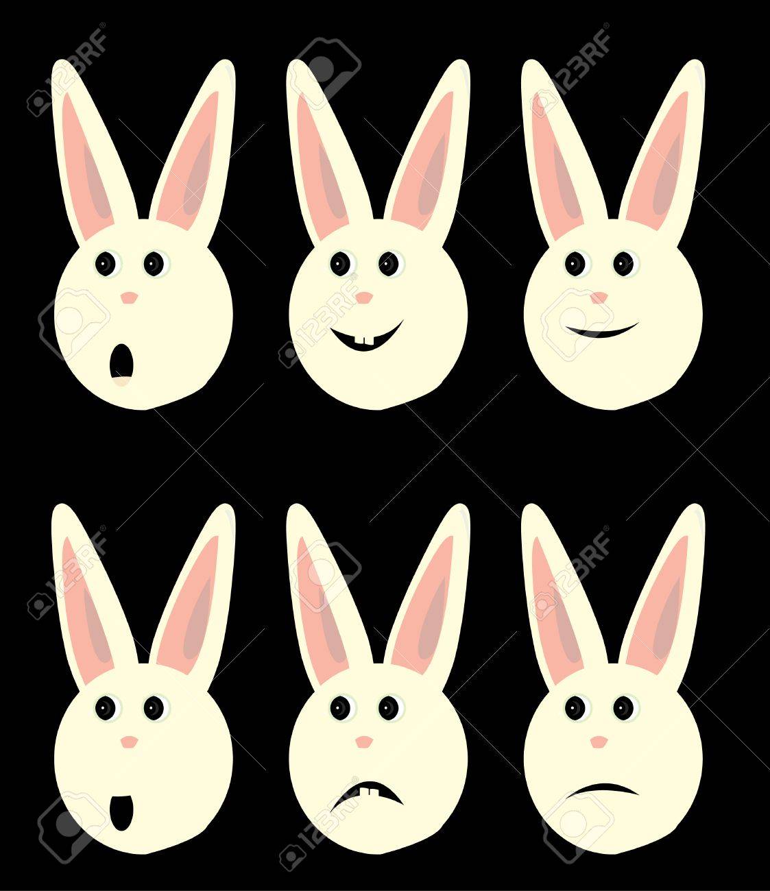 幸せな悲しいとショックを受けたウサギの顔のイラスト素材 ベクタ Image