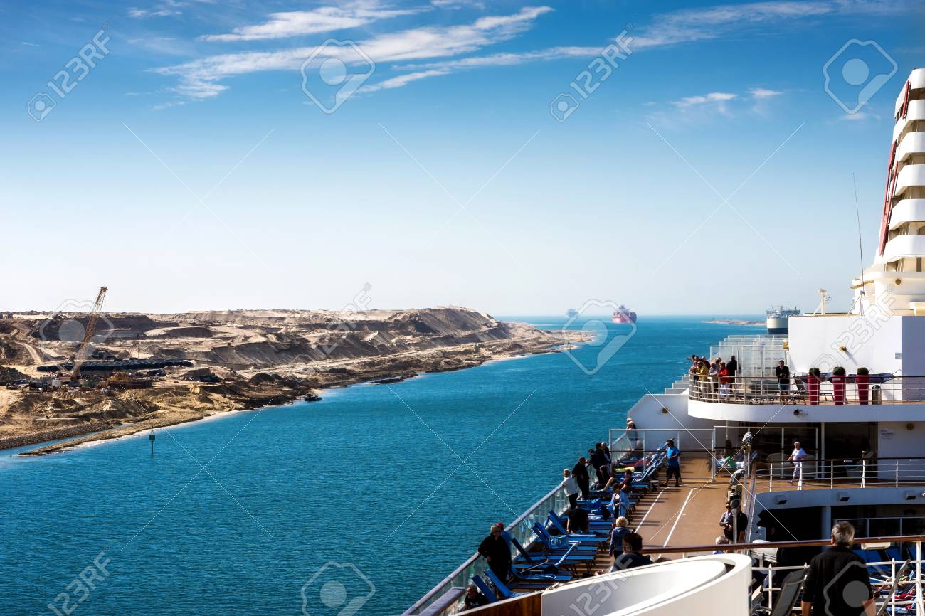 Sinai Egypt April 2nd 2016 The Suez Canal A Ship Convoy Stock Photo Picture And Royalty Free Image Image 80297498