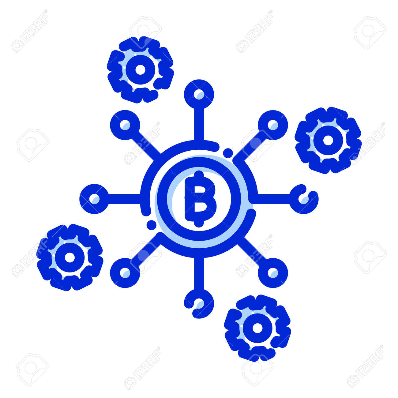 비트코인 네트워크, 비트코인 노드, 블록체인, 비트코인 코어, 완전히 편집 가능한 벡터 아이콘 로열티 무료 사진, 그림, 이미지 그리고  스톡포토그래피. Image 158902893