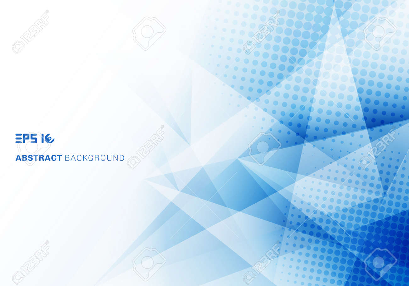 Abstract low poly blue triangles polygon and halftone with copy space white background. Vector illustration - 120495076 Abstract low poly blue triangles polygon and halftone with copy space white background. Vector illustration - 120495076