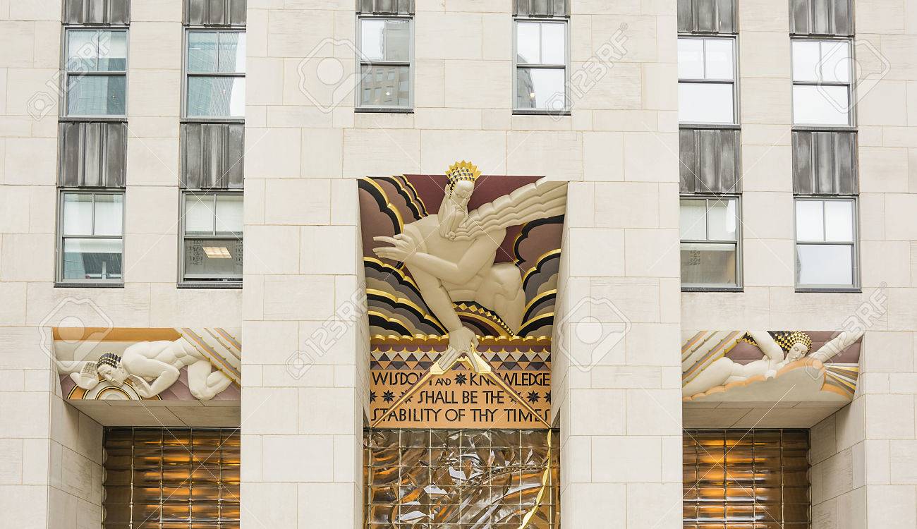 New York Usa Im November 2016 Klugheit Ein Kunst Deko Stuck Durch Lee Lawrie Uber Dem Eingang Von 30 Rockefeller Piazza In New York Ny Lizenzfreie Fotos Bilder Und Stock Fotografie Image 69517372
