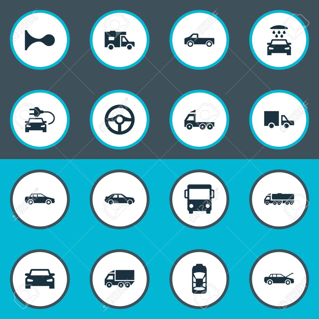 簡単な車のアイコンのベクトル イラスト セット 要素索引力 運転 運送 その他のシノニム公共自動車と車 のイラスト素材 ベクタ Image