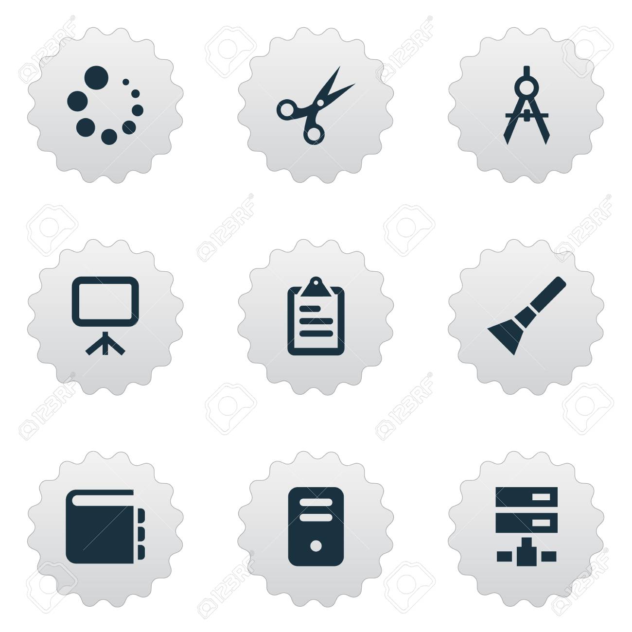 シンプルな Web アイコンのベクター イラスト セット 要素の一覧 カット スケジュール その他類義語ツール ボードし 在庫します のイラスト素材 ベクタ Image