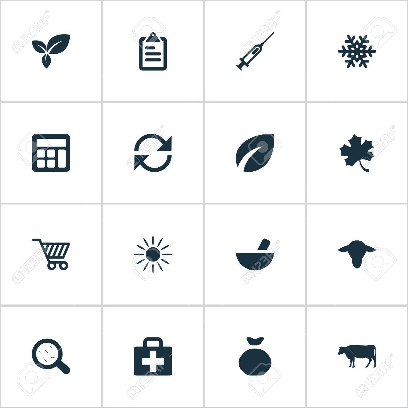 単純な収穫アイコンのベクター イラスト セット 要素の注射器 薬物